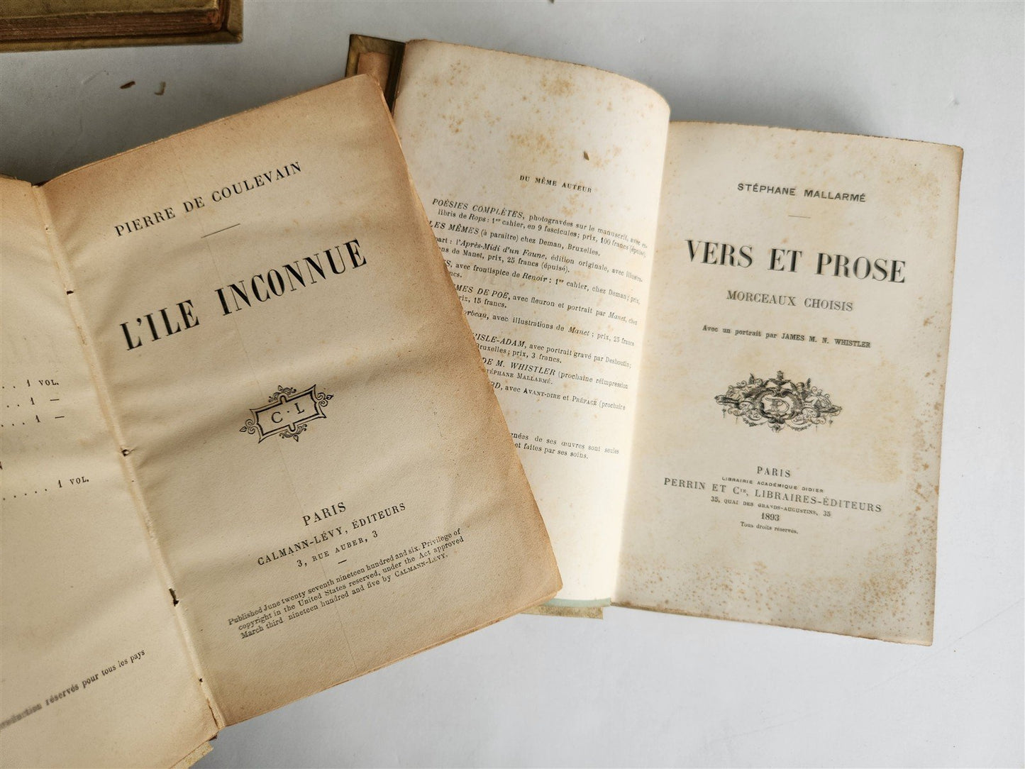 LOT OF 6 ANTIQUE 1890s VELLUM BOUND BOOKS 19th CENTURY decorative