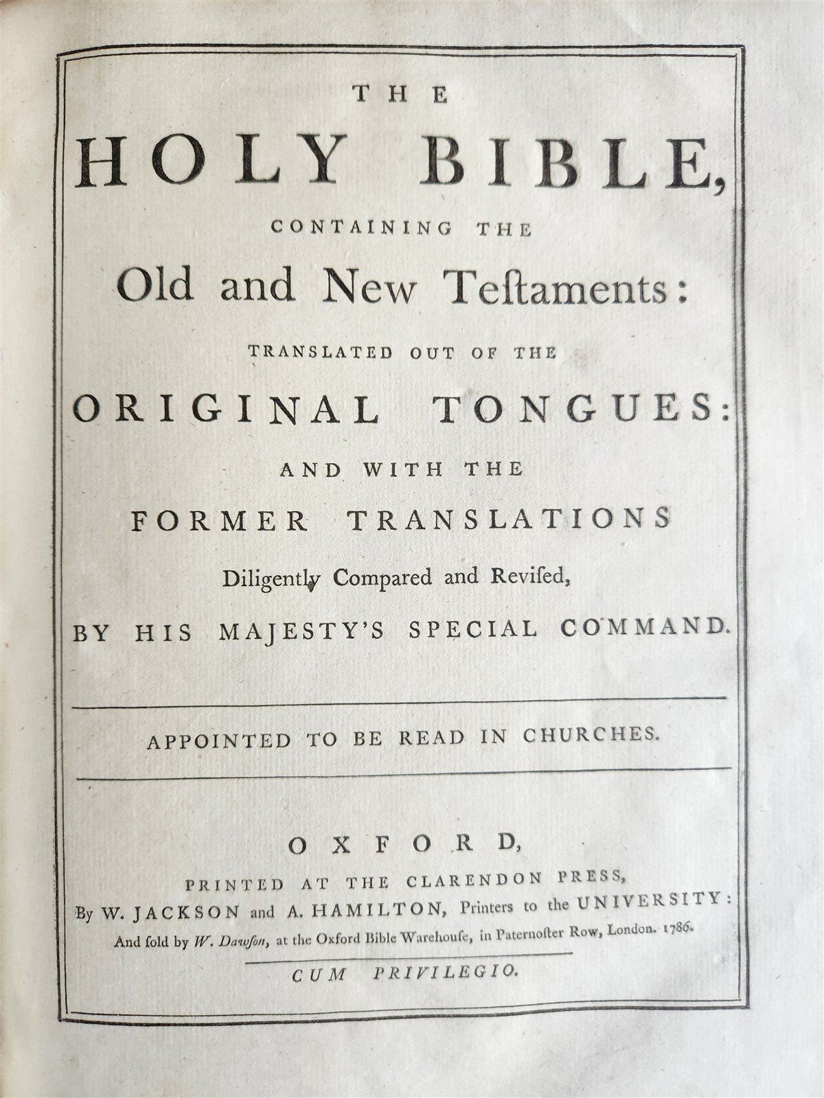 1786 BIBLE in ENGLISH antique ILLUSTRATED FOLIO OLD & NEW TESTAMENT