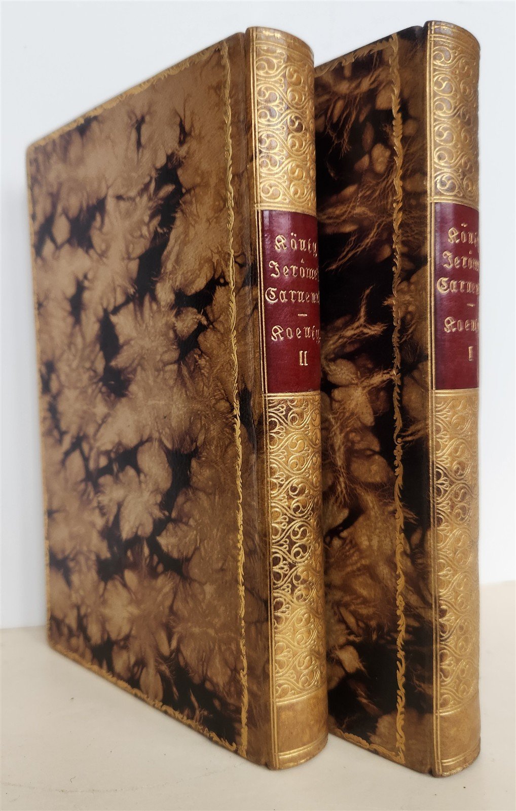 1855 WORKS by Heinrich Koenig antique 2 VOLUMES w/ DECORATIVE BINDINGS in German