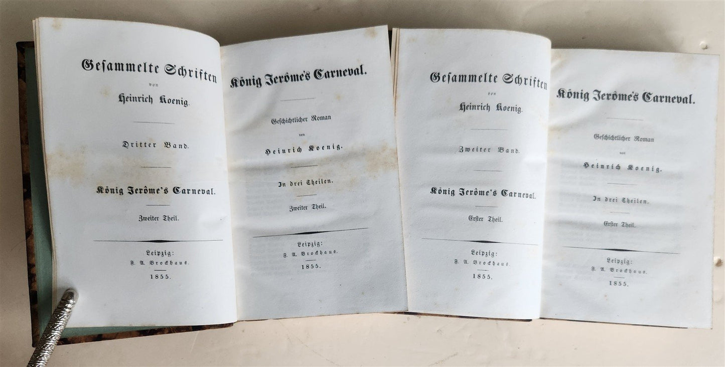 1855 WORKS by Heinrich Koenig antique 2 VOLUMES w/ DECORATIVE BINDINGS in German
