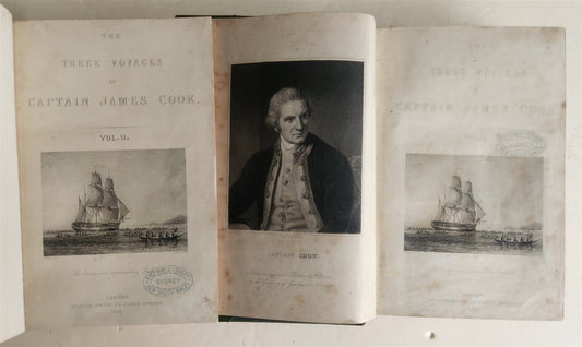 1842 VOYAGES of CAPTAIN COOK ILLUSTRATED 2 VOLUMES antique in ENGLISH