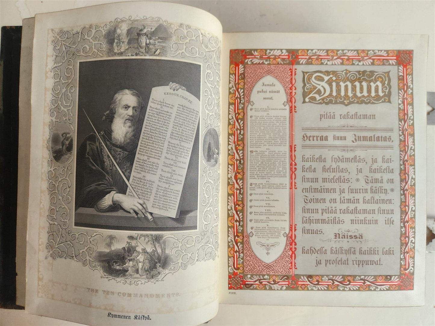 1890 BIBLE in FINNISH ANTIQUE VICTORIAN MASSIVE FOLIO GUSTAVE DORE ILLUSTRATED