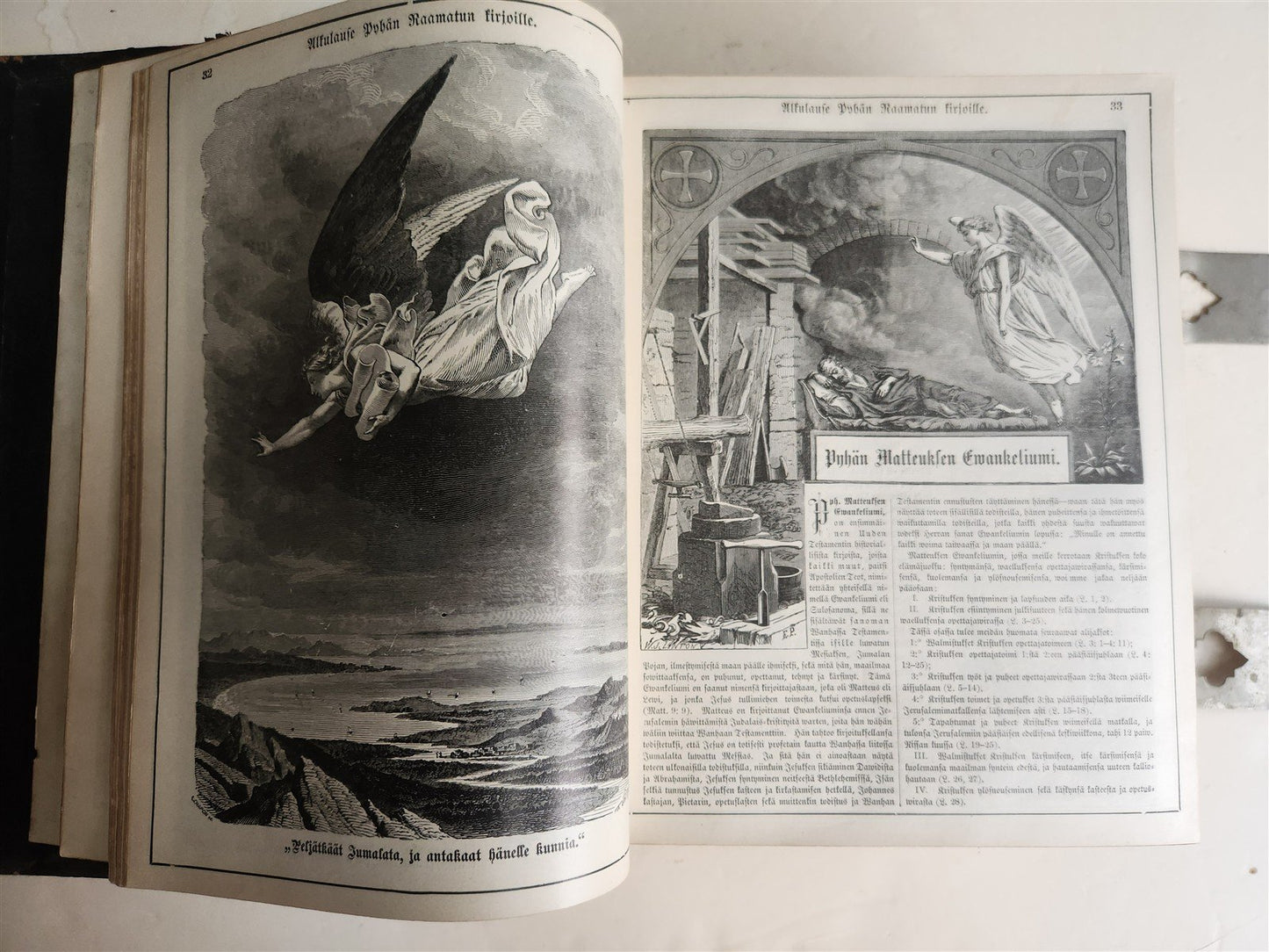 1890 BIBLE in FINNISH ANTIQUE VICTORIAN MASSIVE FOLIO GUSTAVE DORE ILLUSTRATED