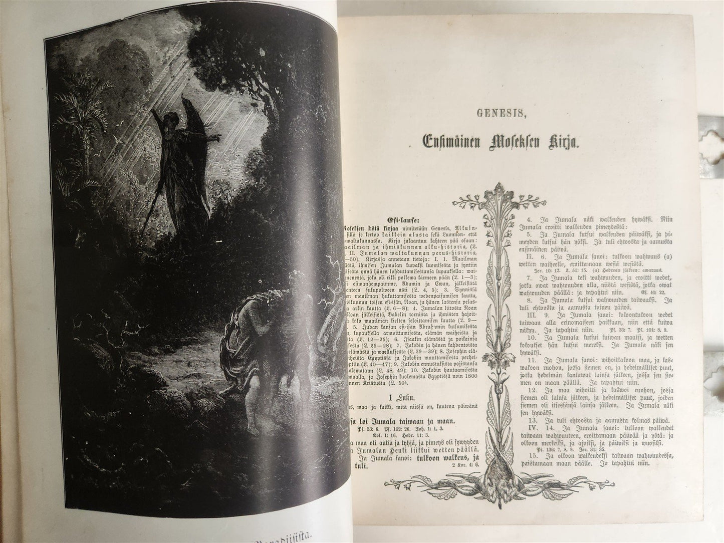 1890 BIBLE in FINNISH ANTIQUE VICTORIAN MASSIVE FOLIO GUSTAVE DORE ILLUSTRATED