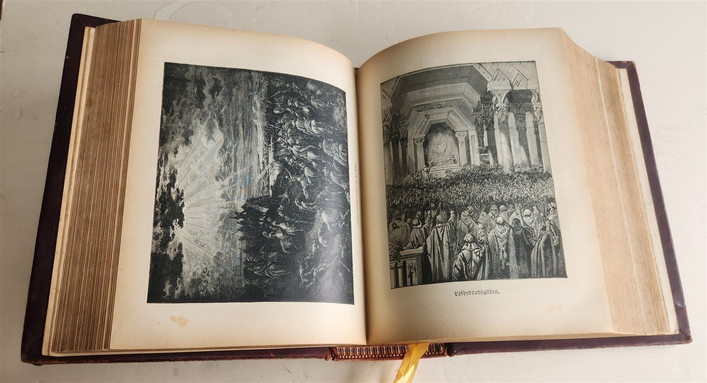 1890 BIBLE in SWEDISH ANTIQUE VICTORIAN MASSIVE FOLIO GUSTAVE DORE ILLUSTRATED