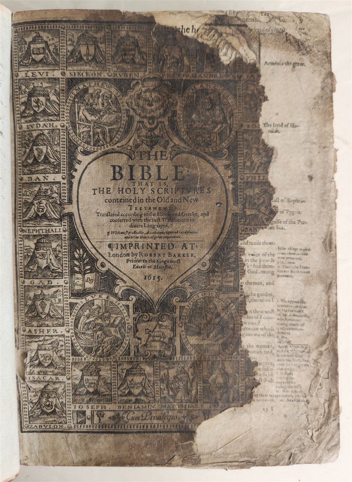 1615 BIBLE in ENGLISH by ROBERT BARKER antique ILLUSTRATED
