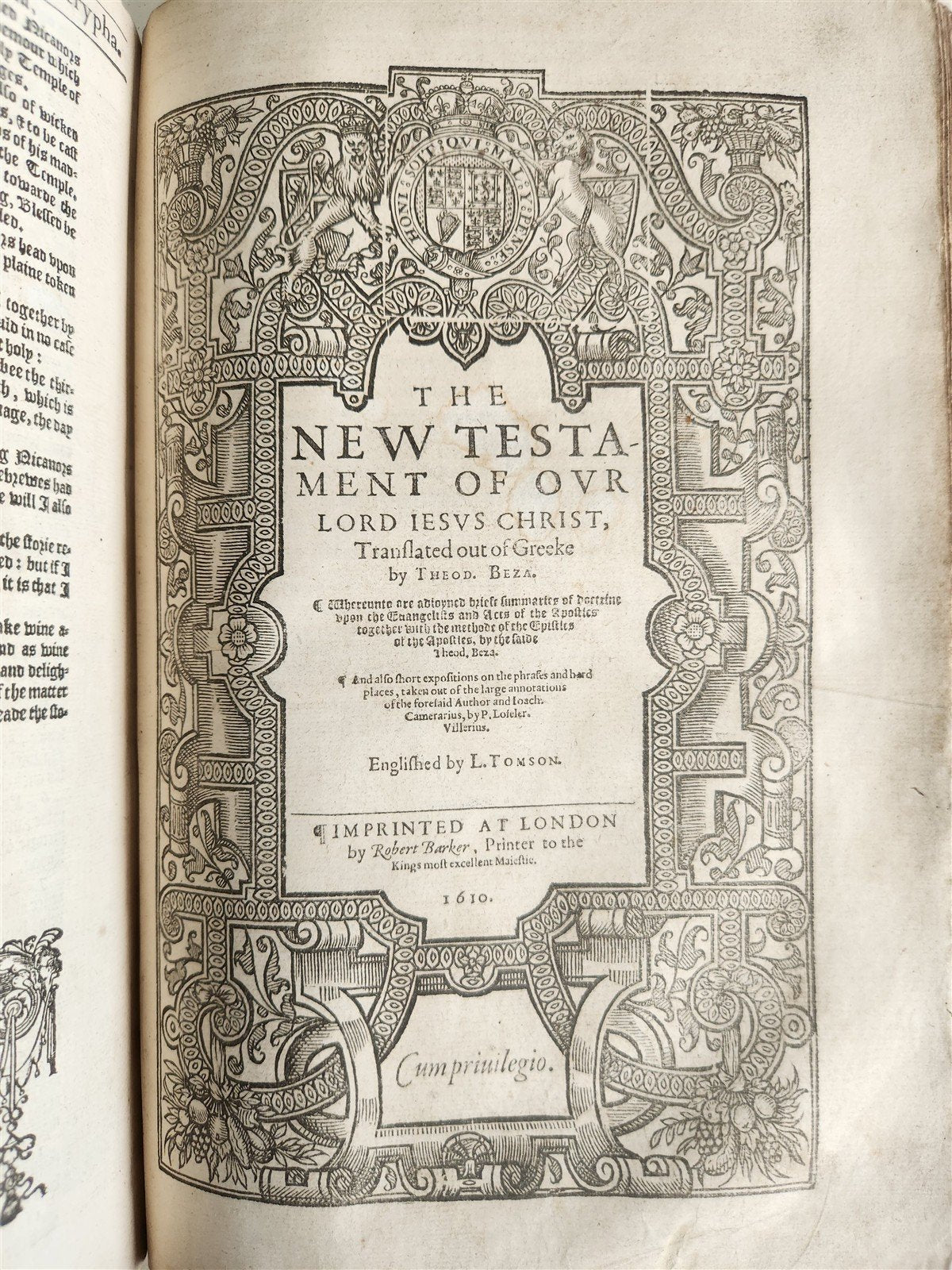 1610 BIBLE in ENGLISH by ROBERT BARKER antique GENEVA VERSION