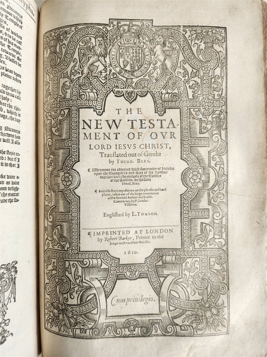 1610 BIBLE in ENGLISH by ROBERT BARKER antique GENEVA VERSION