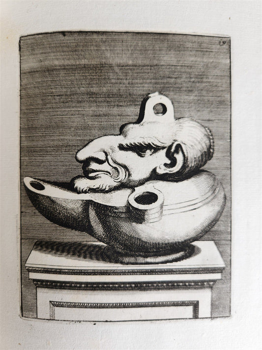 1729 ANCIENT FUNERARY LAMPS ILLUSTRATED w/ 119 ENGRAVINGS antique VELLUM FOLIO