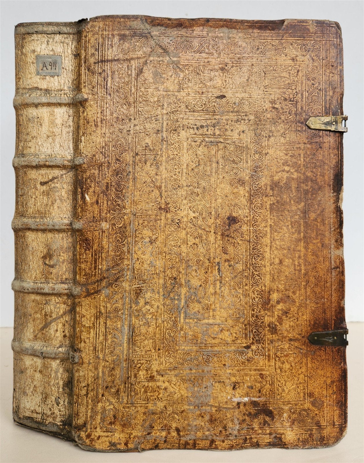 1607 GERMAN THEOLOGY ILLUSTRATED antique PIGSKIN BOUND FOLIO