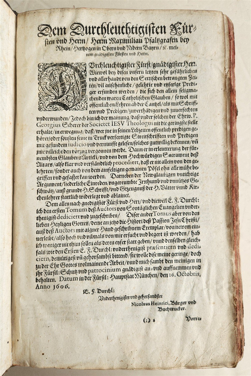1607 GERMAN THEOLOGY ILLUSTRATED antique PIGSKIN BOUND FOLIO