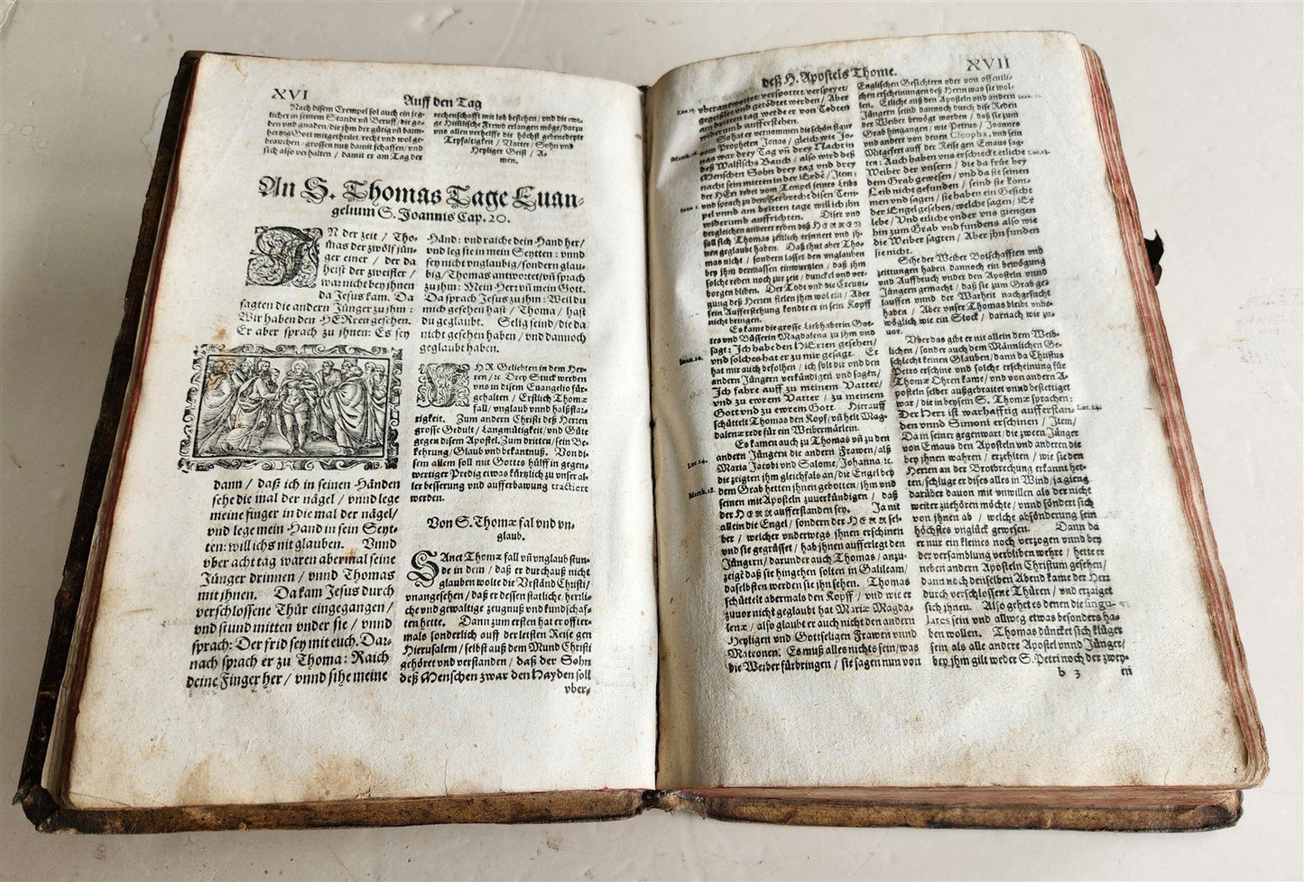 1607 GERMAN THEOLOGY ILLUSTRATED antique PIGSKIN BOUND FOLIO