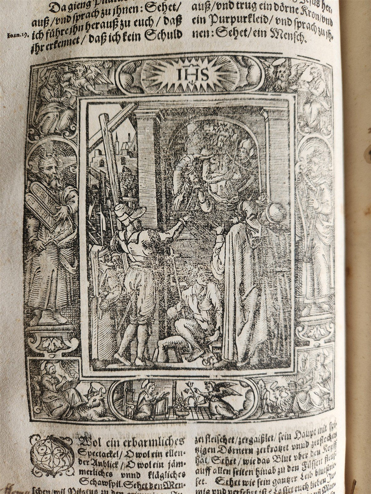 1607 GERMAN THEOLOGY ILLUSTRATED antique PIGSKIN BOUND FOLIO
