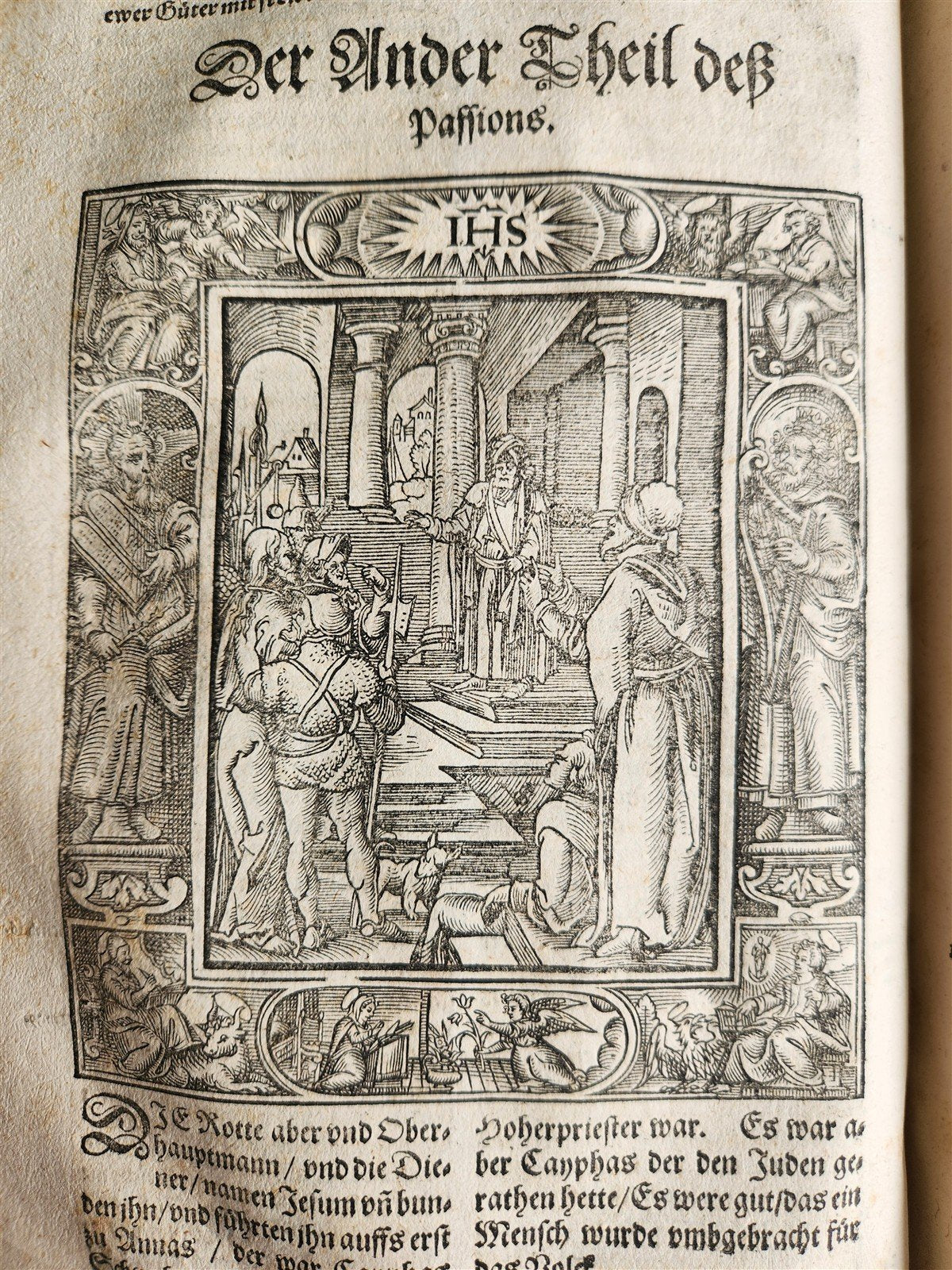 1607 GERMAN THEOLOGY ILLUSTRATED antique PIGSKIN BOUND FOLIO