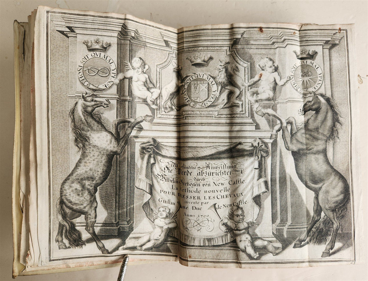 1700 HORSE BOOK FULLY ILLUSTRATED antique RIDING SCHOOL FOLIO