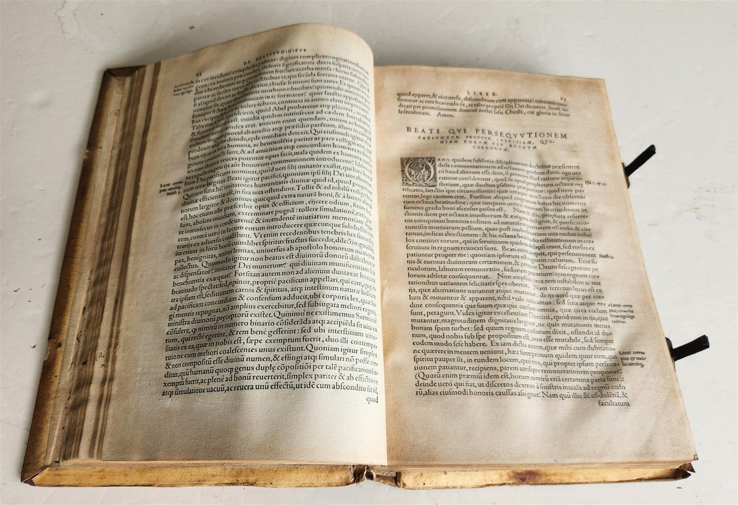 1562 PHILOSOPHY by Gregory of Nyssa antique PIGSKIN BOUND 16th CENTURY FOLIO