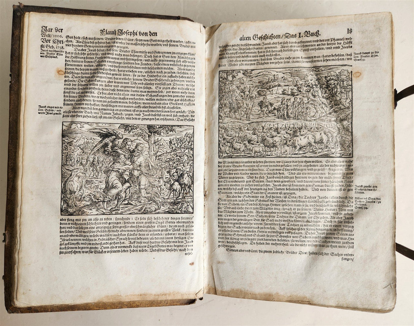 1569 FLAVIUS JOSEPHUS ILLUSTRATED JEWISH HISTORY antique PIGSKIN FOLIO JUDAICA
