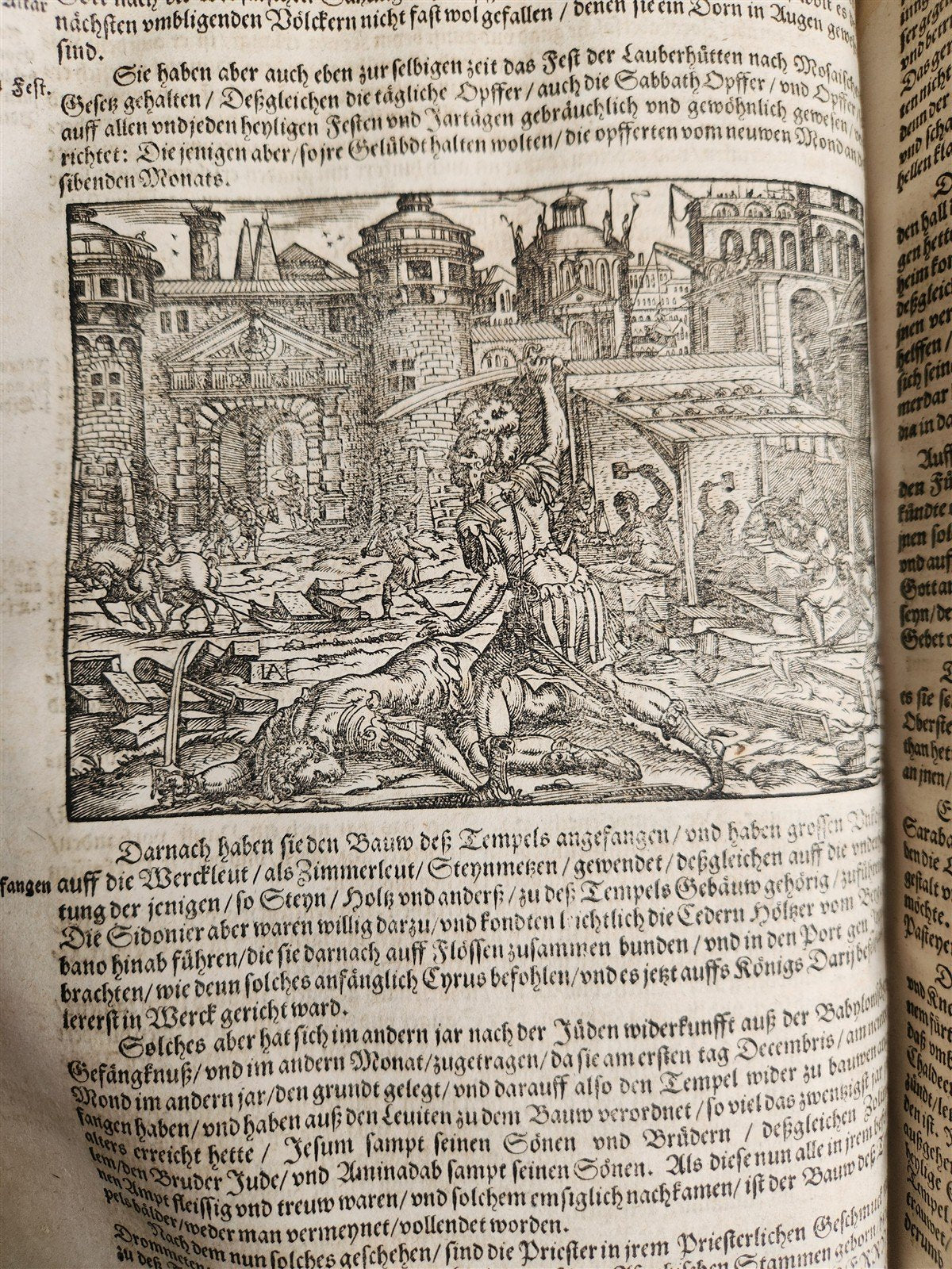 1569 FLAVIUS JOSEPHUS ILLUSTRATED JEWISH HISTORY antique PIGSKIN FOLIO JUDAICA
