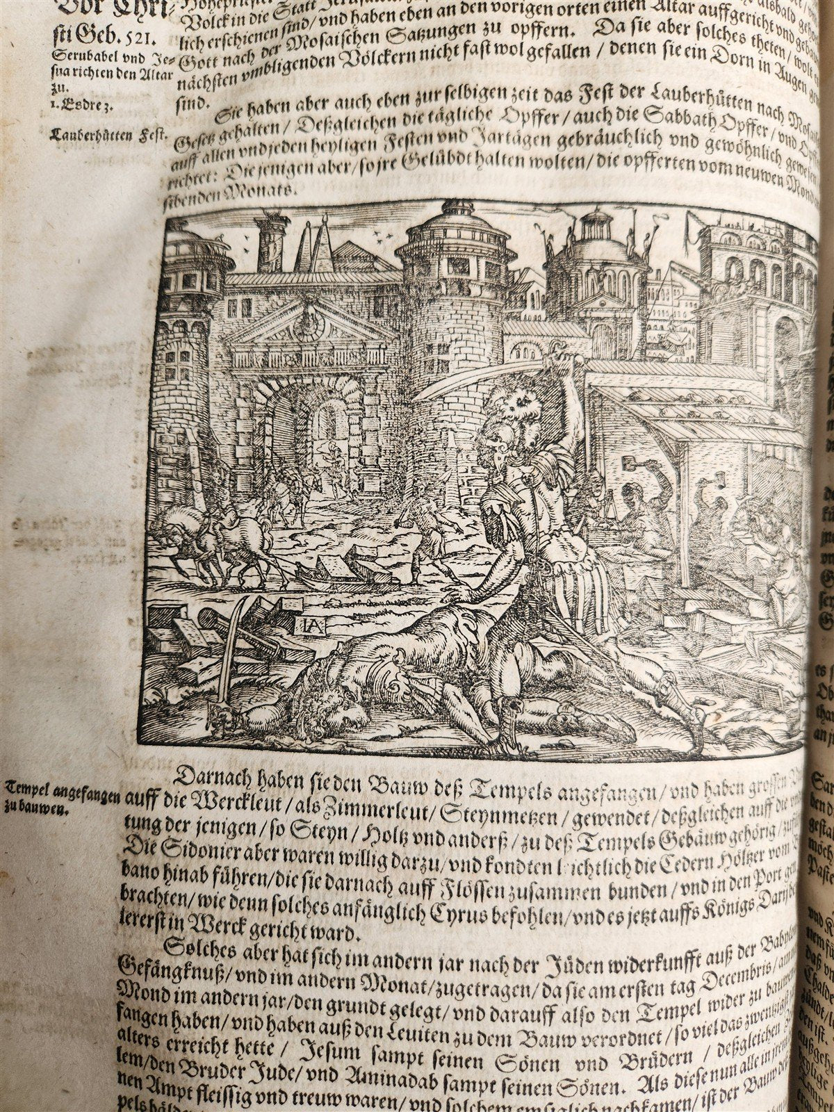 1569 FLAVIUS JOSEPHUS ILLUSTRATED JEWISH HISTORY antique PIGSKIN FOLIO JUDAICA