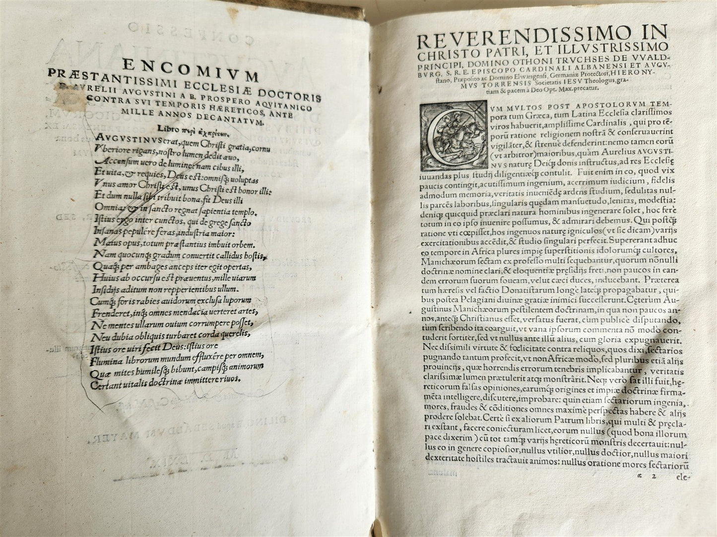 1569 CONFESSIONS of ST.AUGUSTINE by Jerónimo Torres antique PIGSKIN BOUND FOLIO