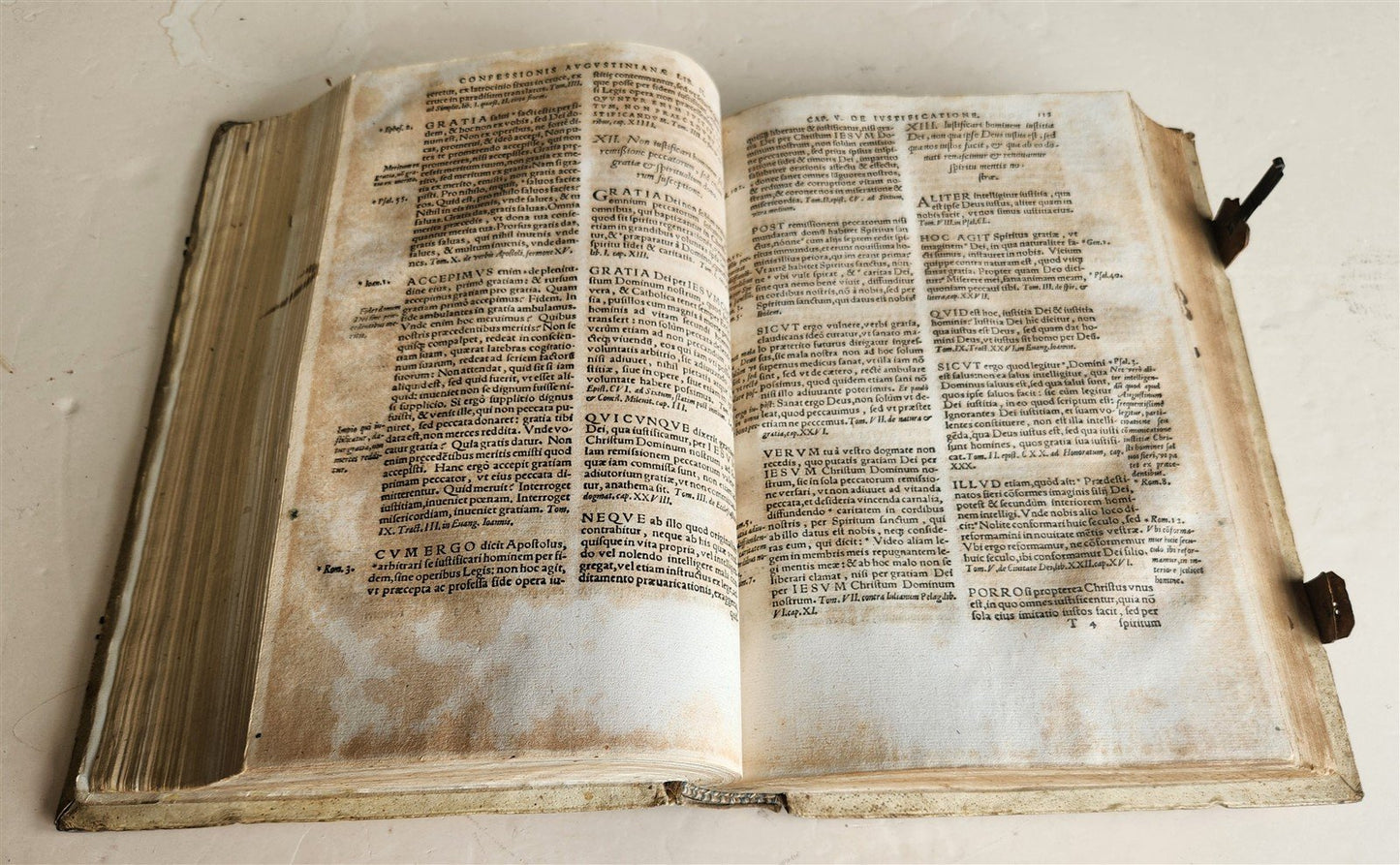 1569 CONFESSIONS of ST.AUGUSTINE by Jerónimo Torres antique PIGSKIN BOUND FOLIO