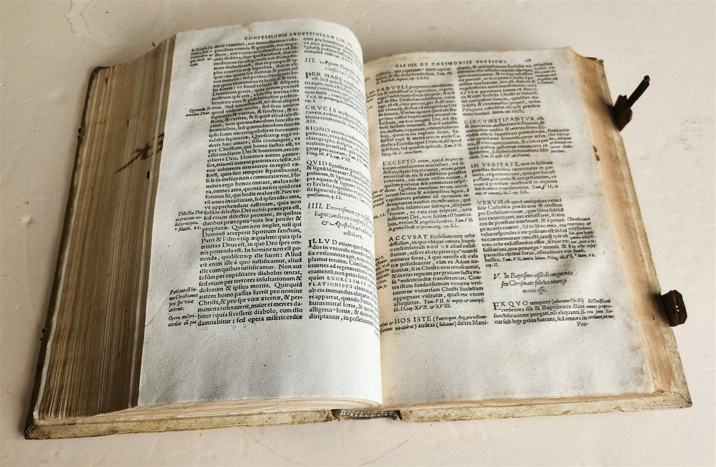 1569 CONFESSIONS of ST.AUGUSTINE by Jerónimo Torres antique PIGSKIN BOUND FOLIO