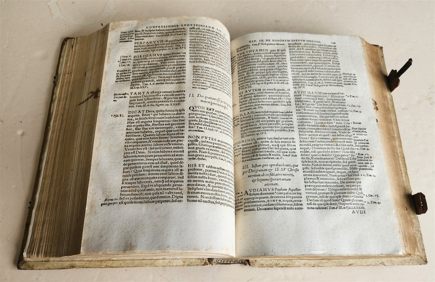 1569 CONFESSIONS of ST.AUGUSTINE by Jerónimo Torres antique PIGSKIN BOUND FOLIO