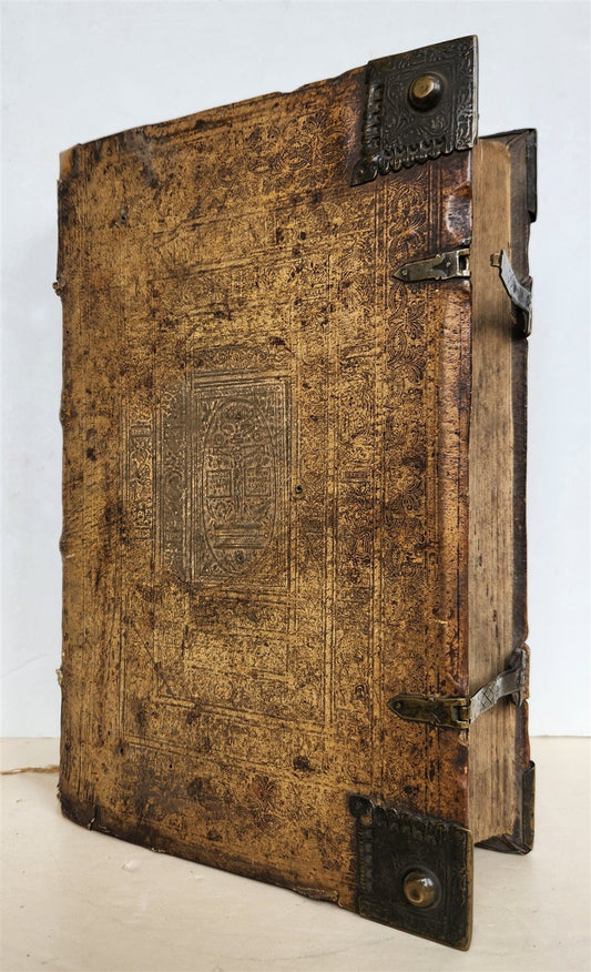 1597 BIBLE in GERMAN ILLUSTRATED by Bocksberger & J. Amman antique PIGSKIN FOLIO