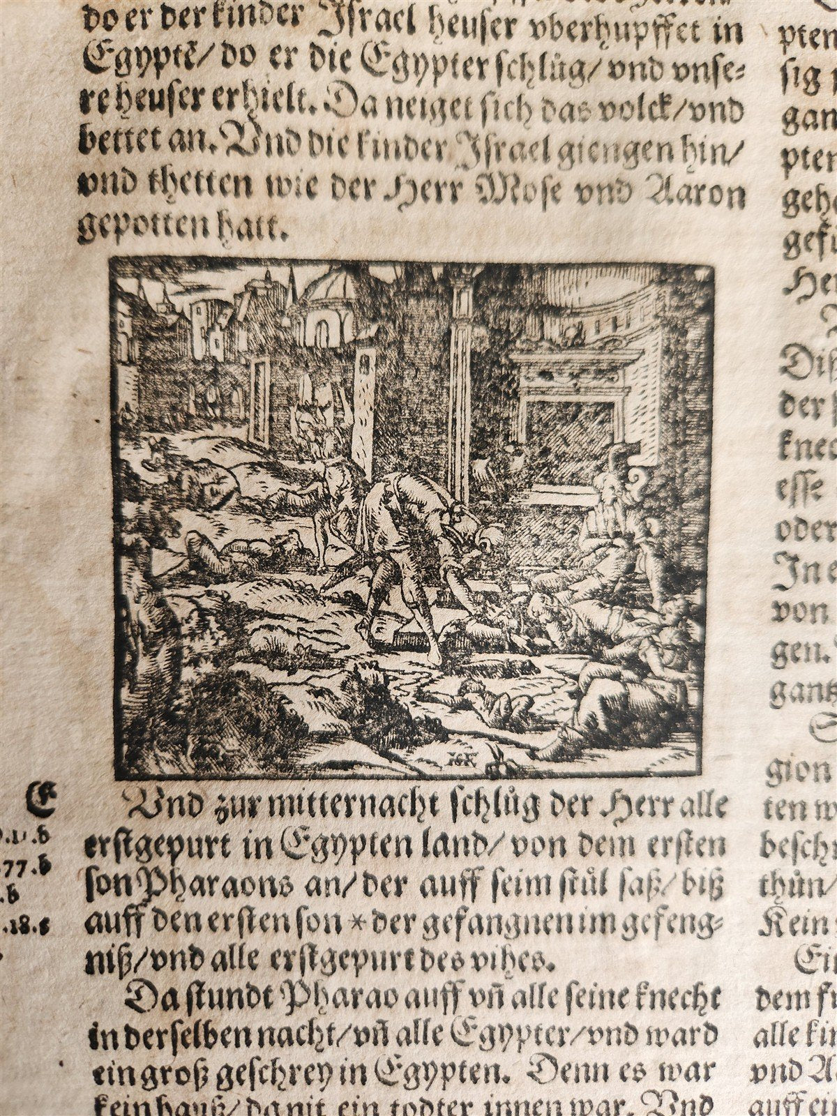 1597 BIBLE in GERMAN ILLUSTRATED by Bocksberger & J. Amman antique PIGSKIN FOLIO
