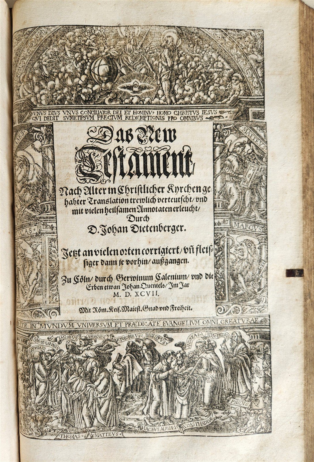 1597 BIBLE in GERMAN ILLUSTRATED by Bocksberger & J. Amman antique PIGSKIN FOLIO