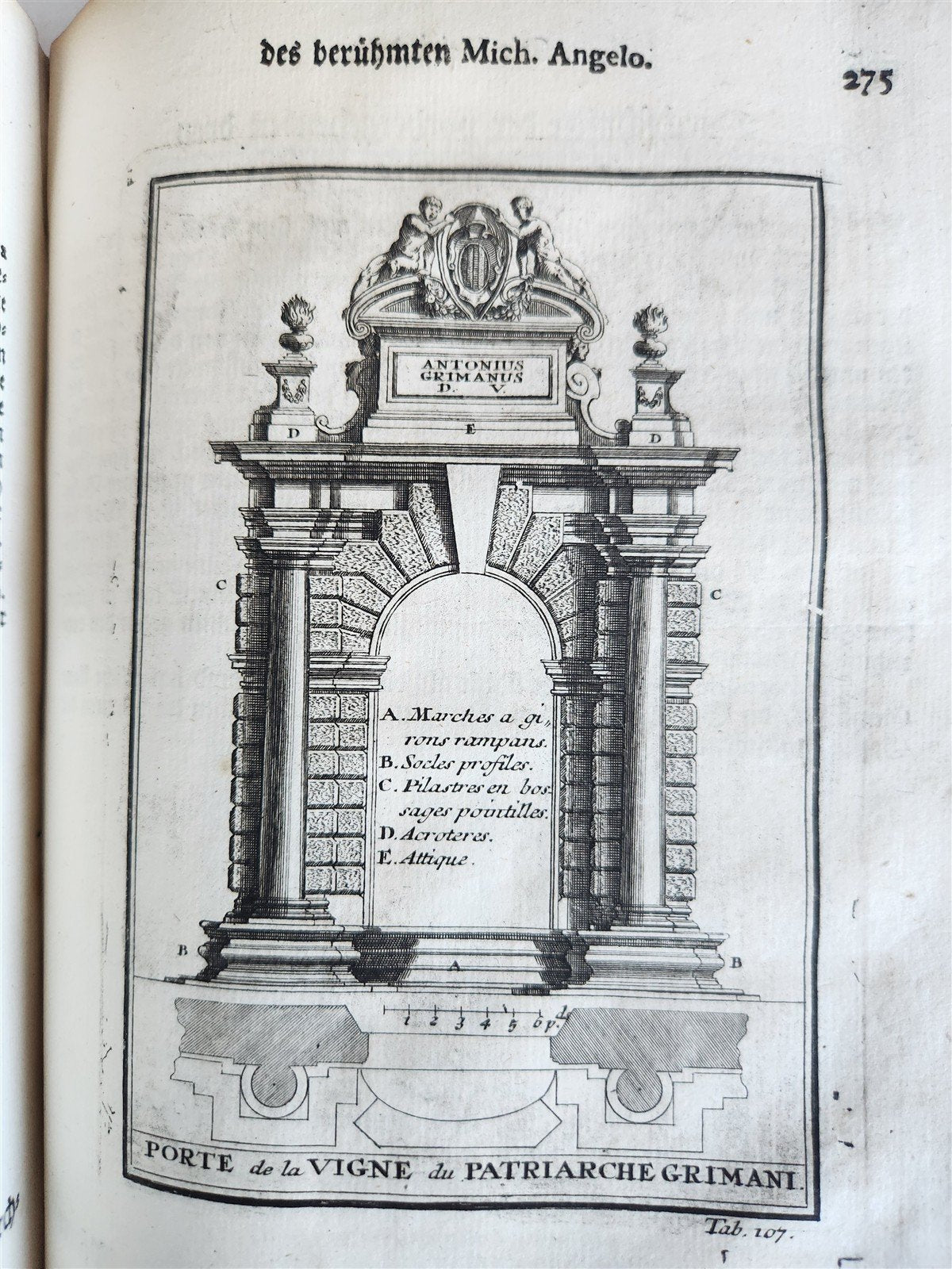 1747 ARCHITECTURE FULLY ILLUSTRATED by d'AVILER antique VIGNOLA MICHELANGELO