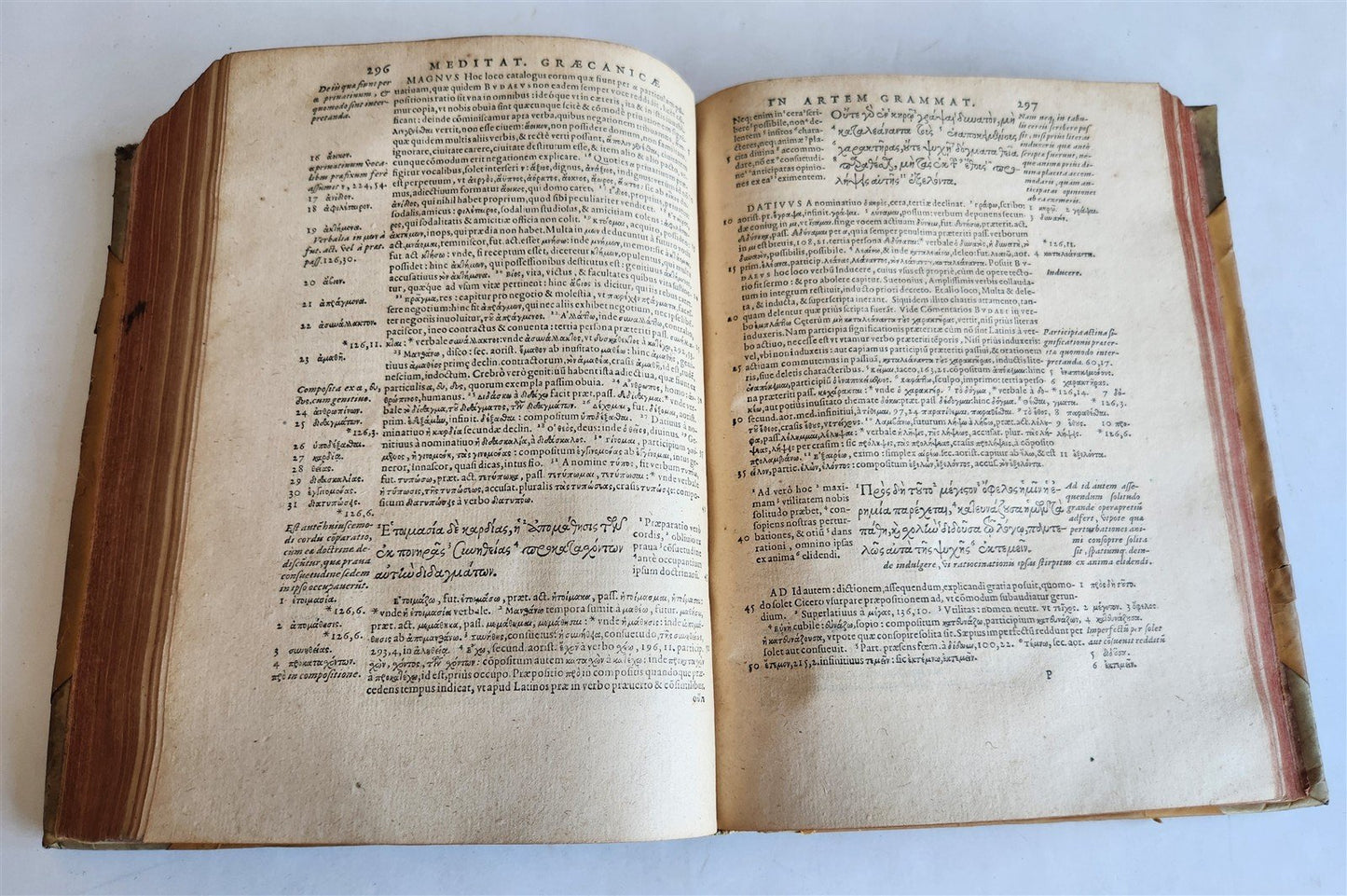 1580 GREEK LANGUAGE TREATISE VELLUM BINDING antique 16th CENTURY