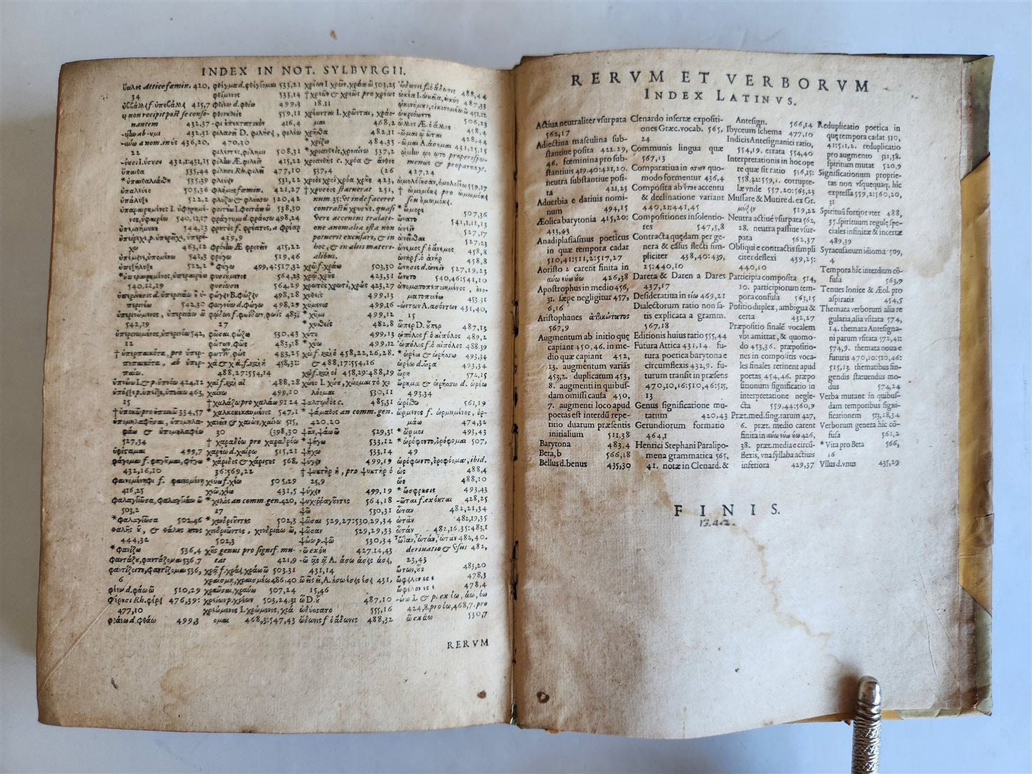 1580 GREEK LANGUAGE TREATISE VELLUM BINDING antique 16th CENTURY