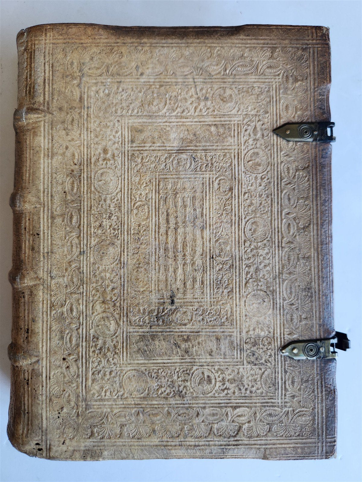 1590 THEOLOGY SIGNED by AUTHOR PIGSKIN over WOOD BINDING antique 16th CENTURY