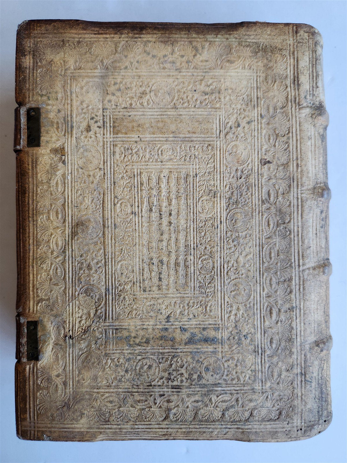 1590 THEOLOGY SIGNED by AUTHOR PIGSKIN over WOOD BINDING antique 16th CENTURY