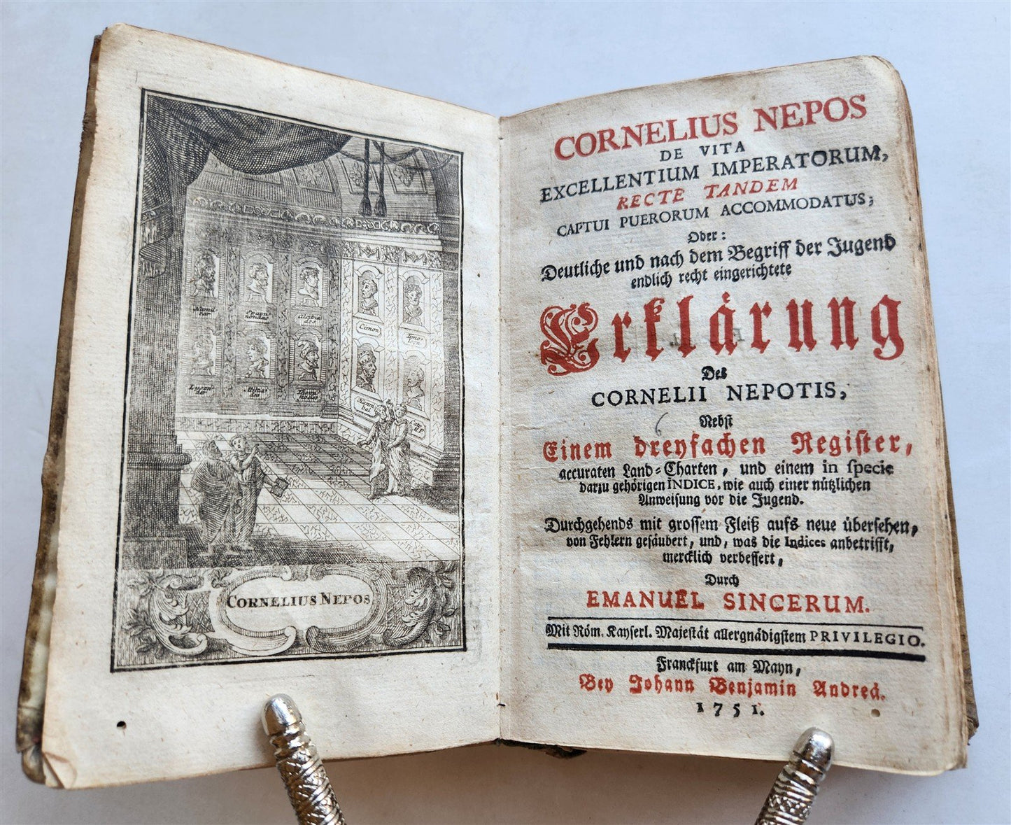 1751 De vita excellentium imperatorum by C. NEPOS antique ILLUSTRATED w/ MAPS