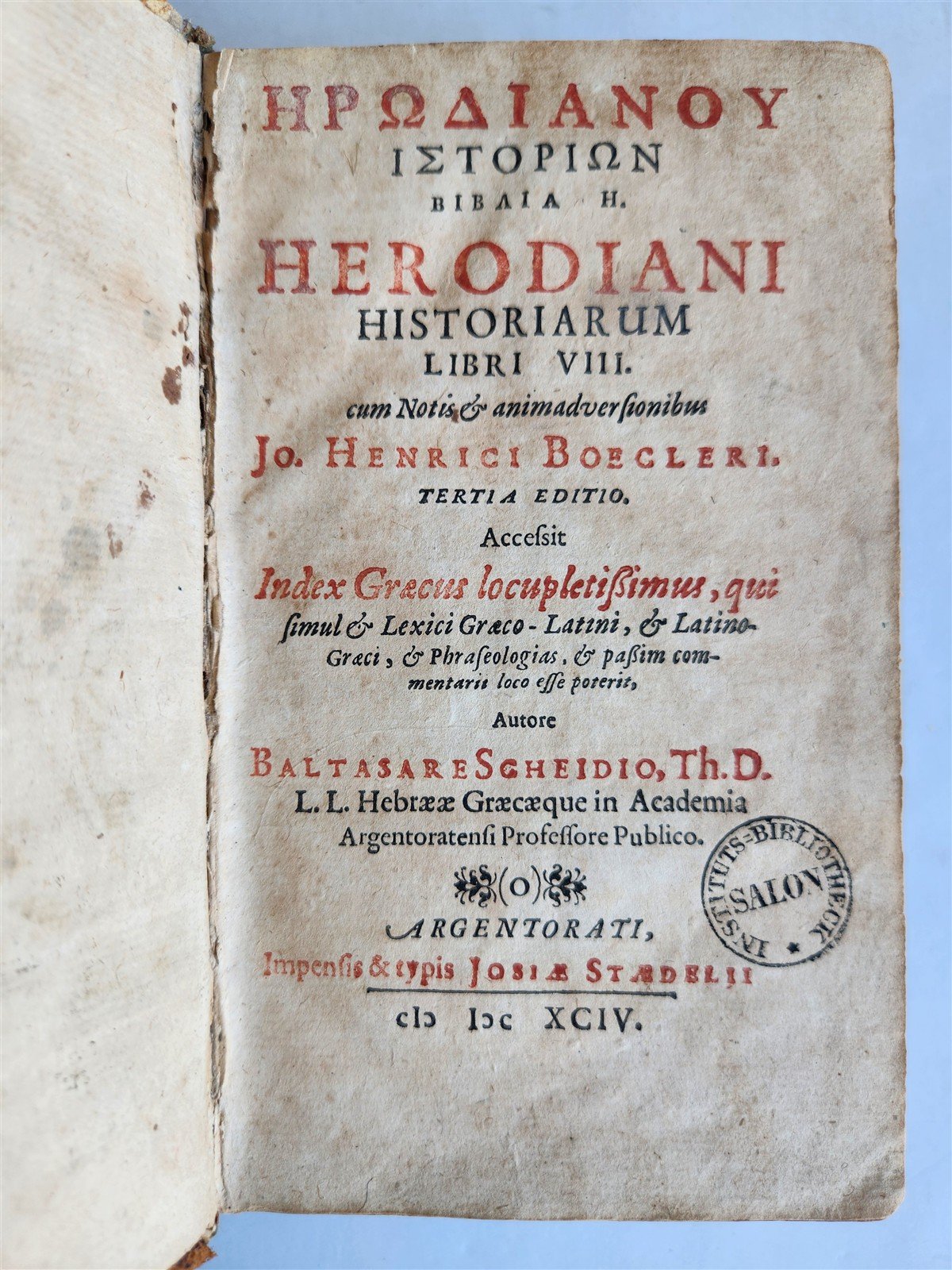 1694 HISTORY Herodiani historiarum by Baltasare Scheidio antique