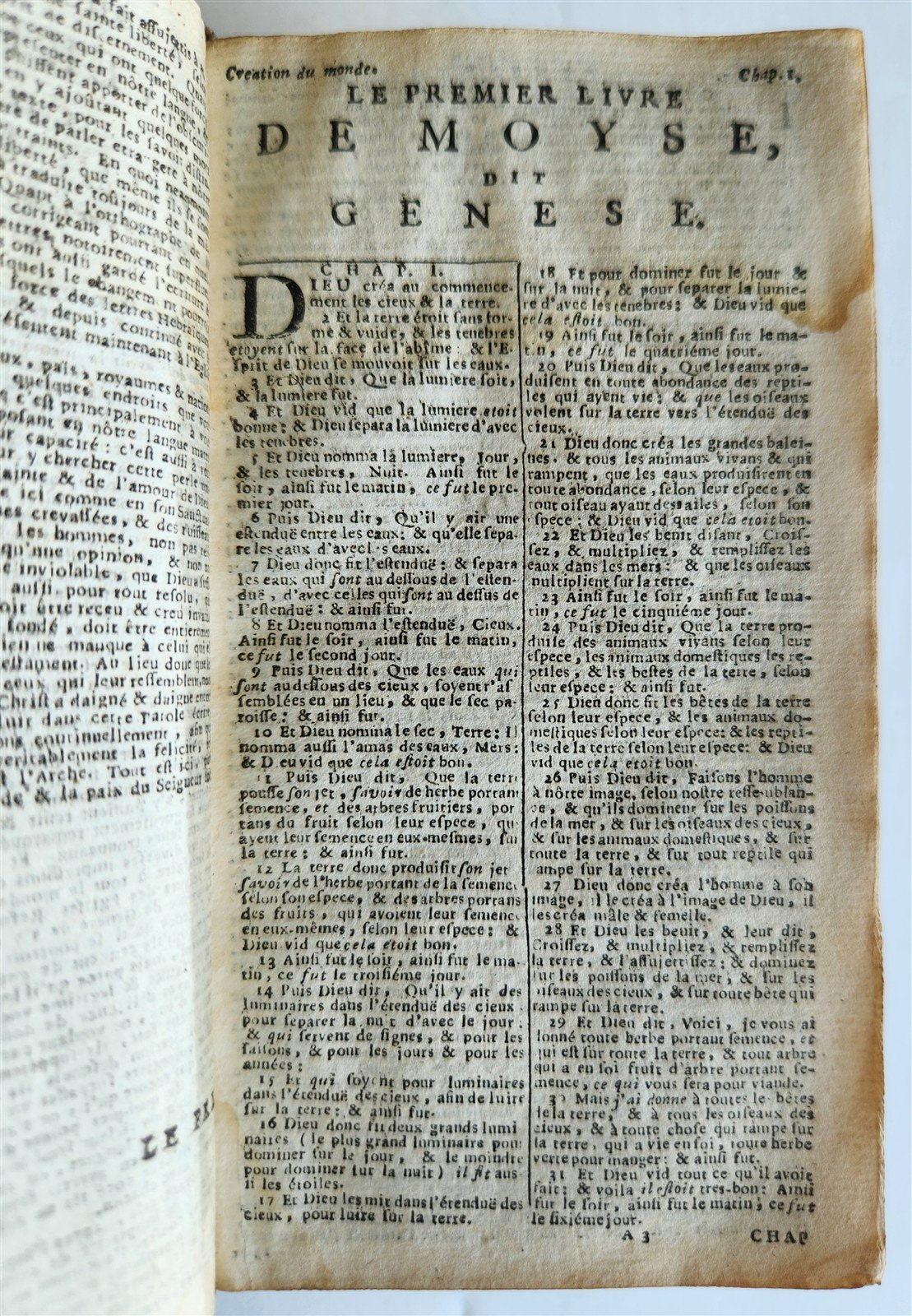 1733 BIBLE in FRENCH Old and New Testament DECORATIVE BINDING antique