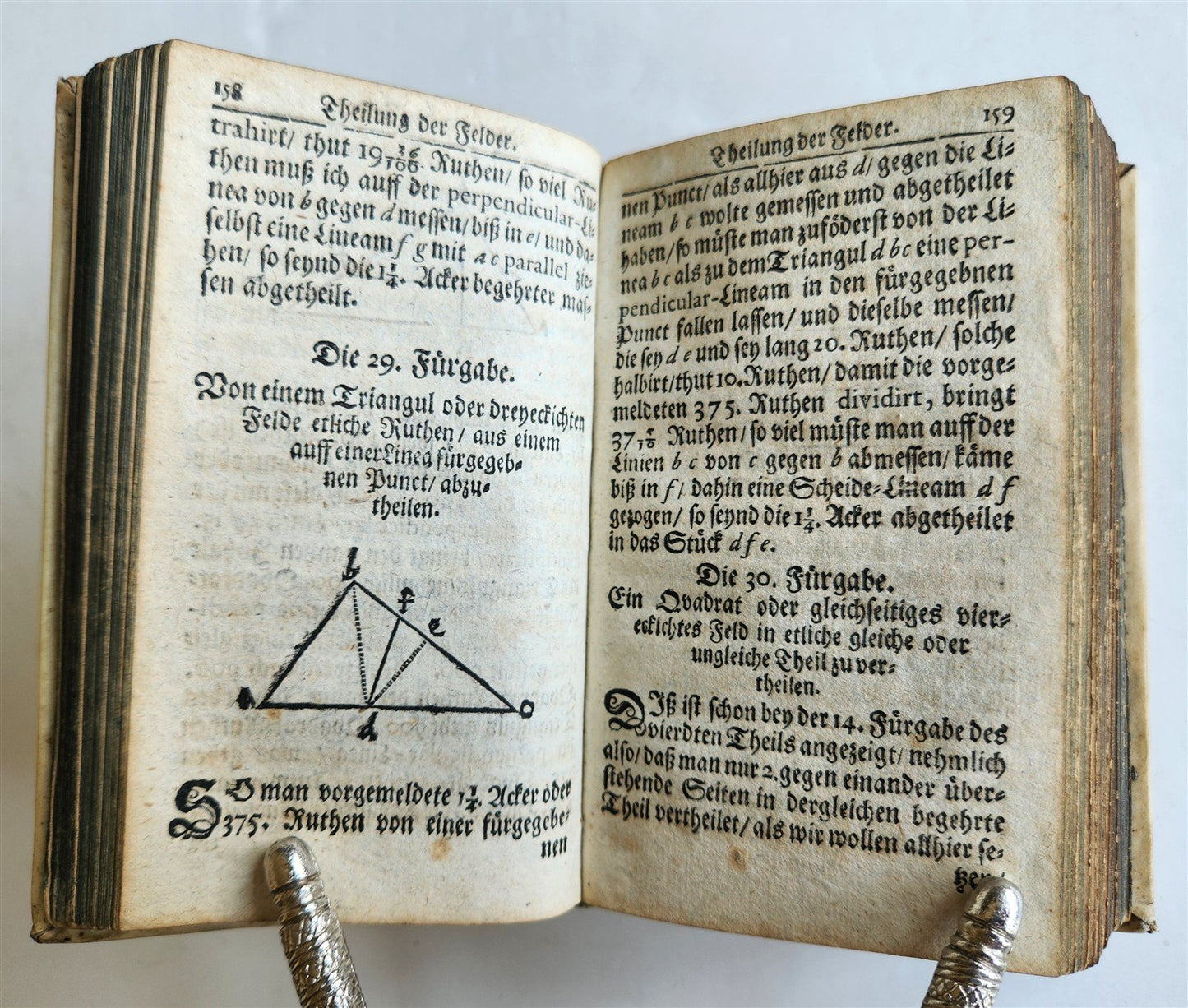 1712 GEOMETRY ILLUSTRATED antique in GERMAN vellum bound