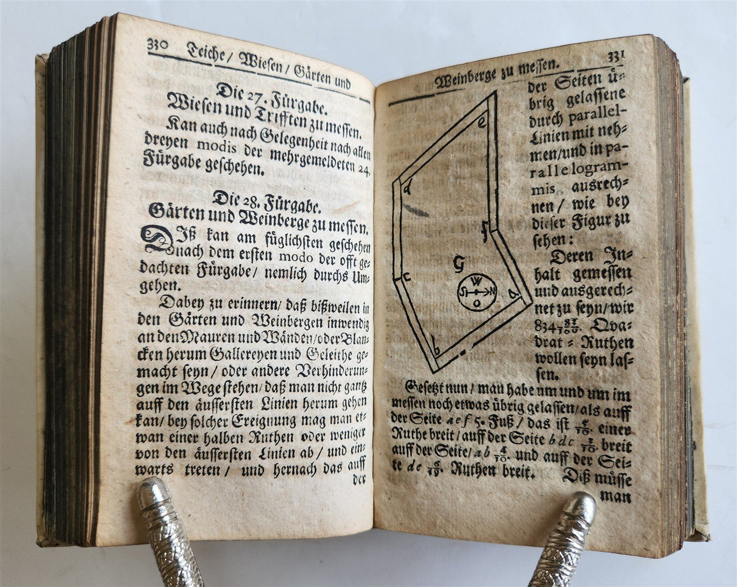 1712 GEOMETRY ILLUSTRATED antique in GERMAN vellum bound