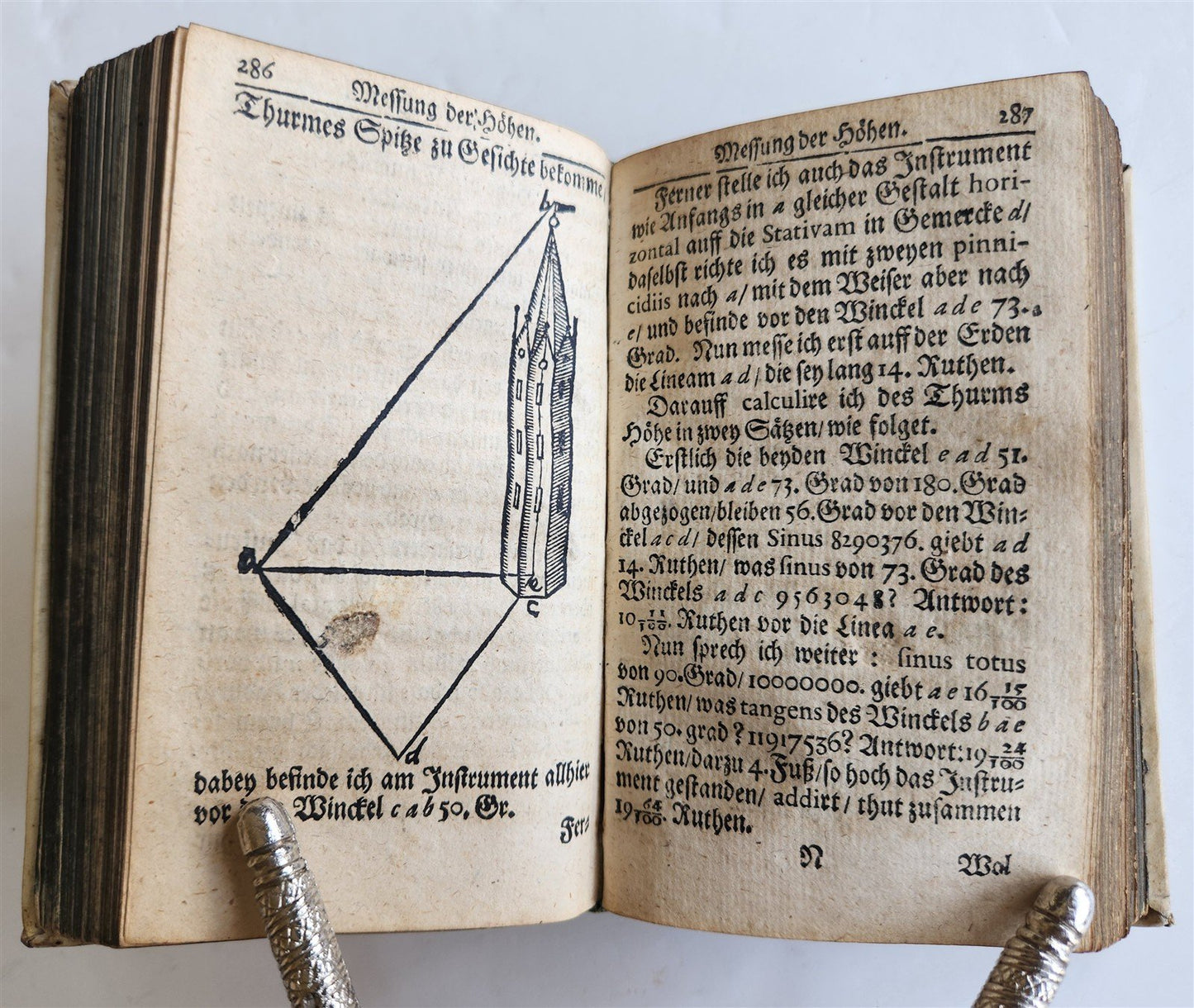 1712 GEOMETRY ILLUSTRATED antique in GERMAN vellum bound