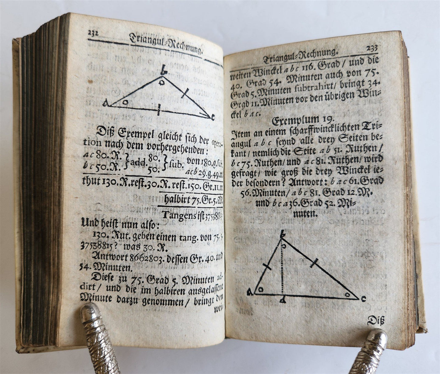 1712 GEOMETRY ILLUSTRATED antique in GERMAN vellum bound