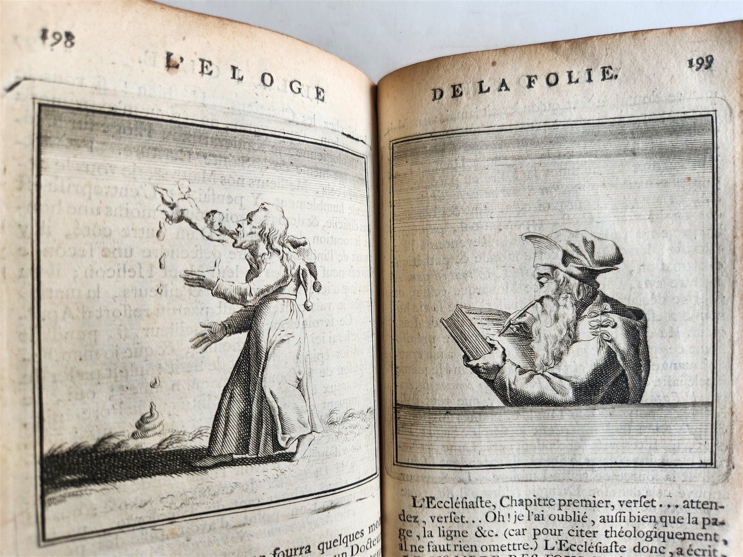 1731 ILLUSTRATED IN PRAISE of FOLLY by Erasmus of Rotterdam antique
