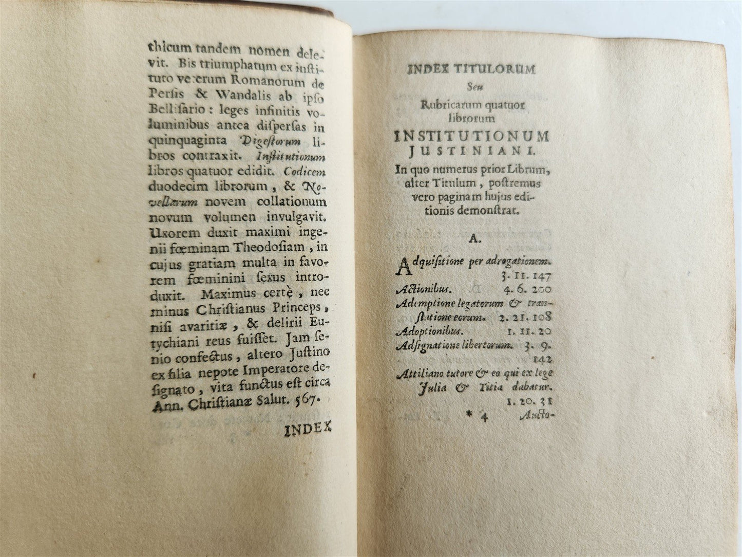 1678 JUSTINIAN LAW BOOK Sacratissimi principis, institutionum antique