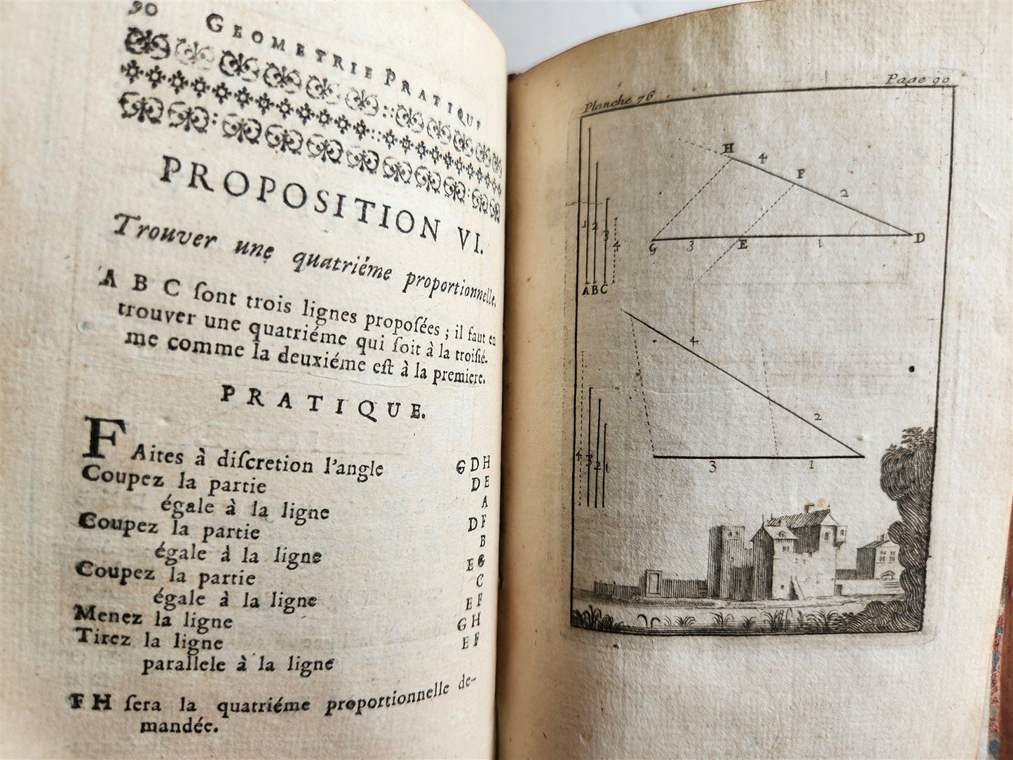 1716 GEOMETRY by LE CLERC antique ILLUSTRATED w/ 45 ENGRAVINGS