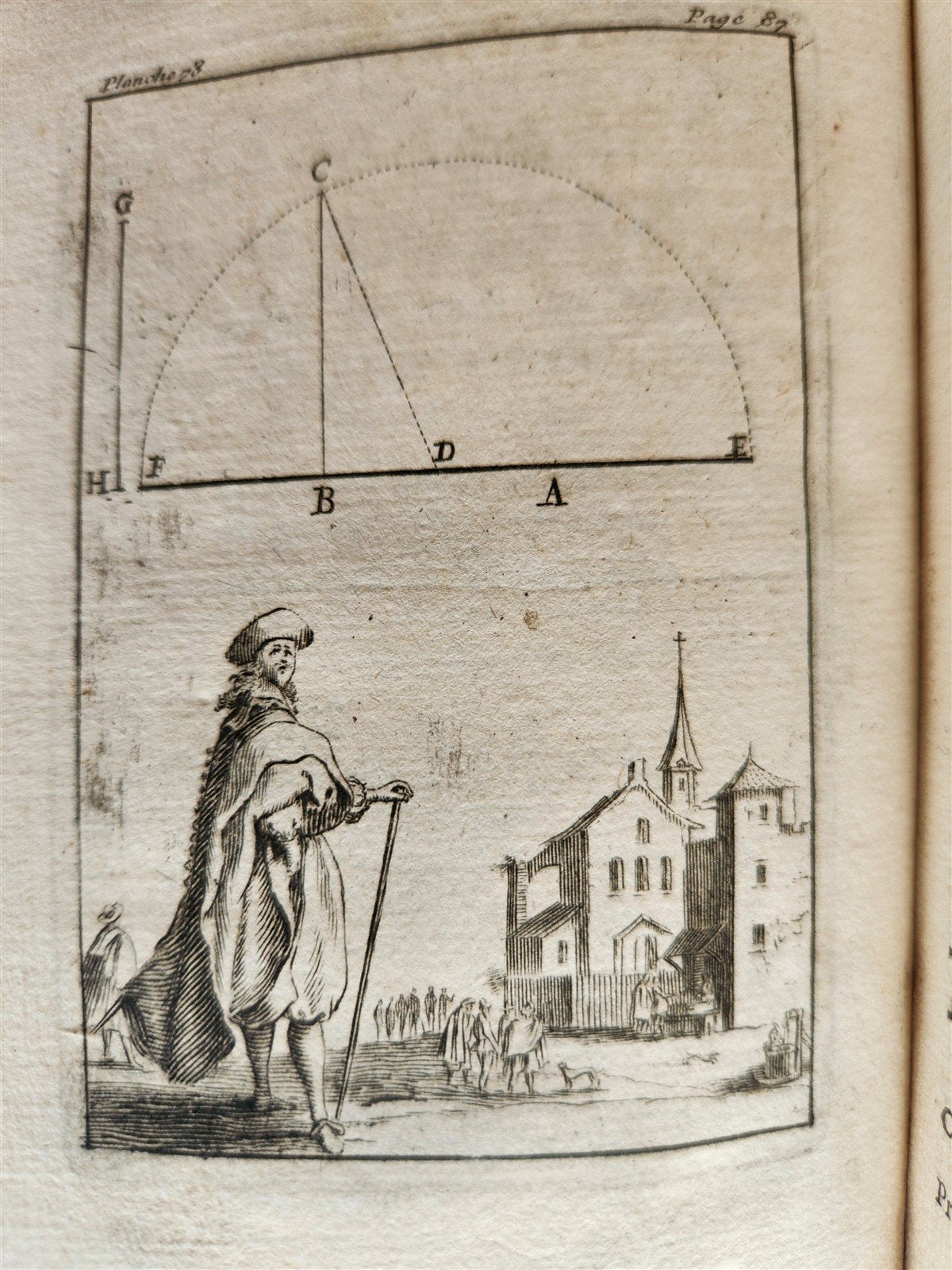 1716 GEOMETRY by LE CLERC antique ILLUSTRATED w/ 45 ENGRAVINGS