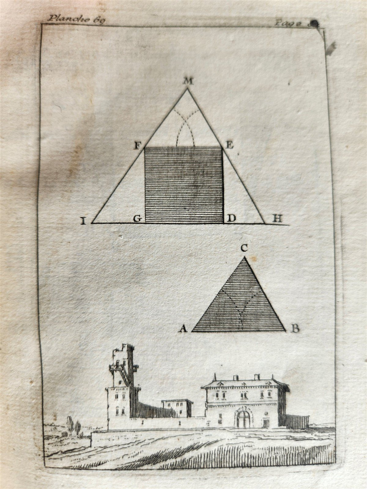 1716 GEOMETRY by LE CLERC antique ILLUSTRATED w/ 45 ENGRAVINGS