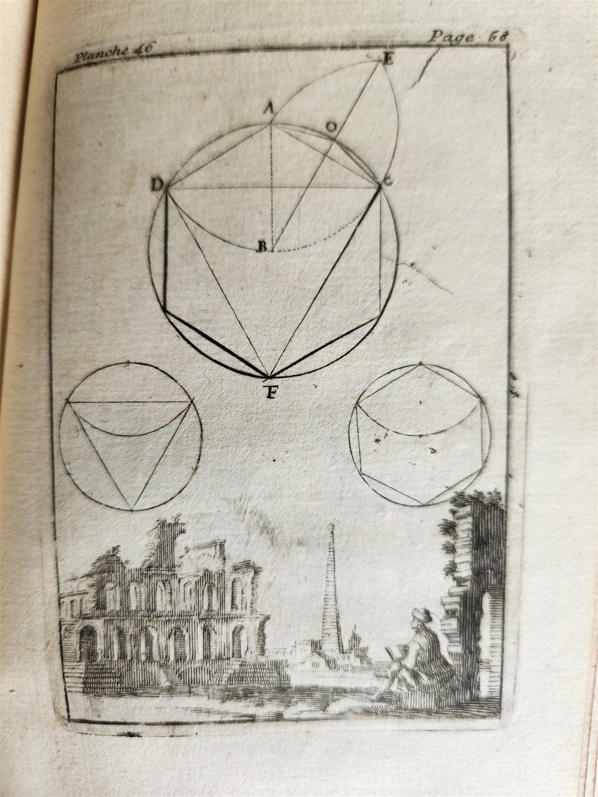 1716 GEOMETRY by LE CLERC antique ILLUSTRATED w/ 45 ENGRAVINGS