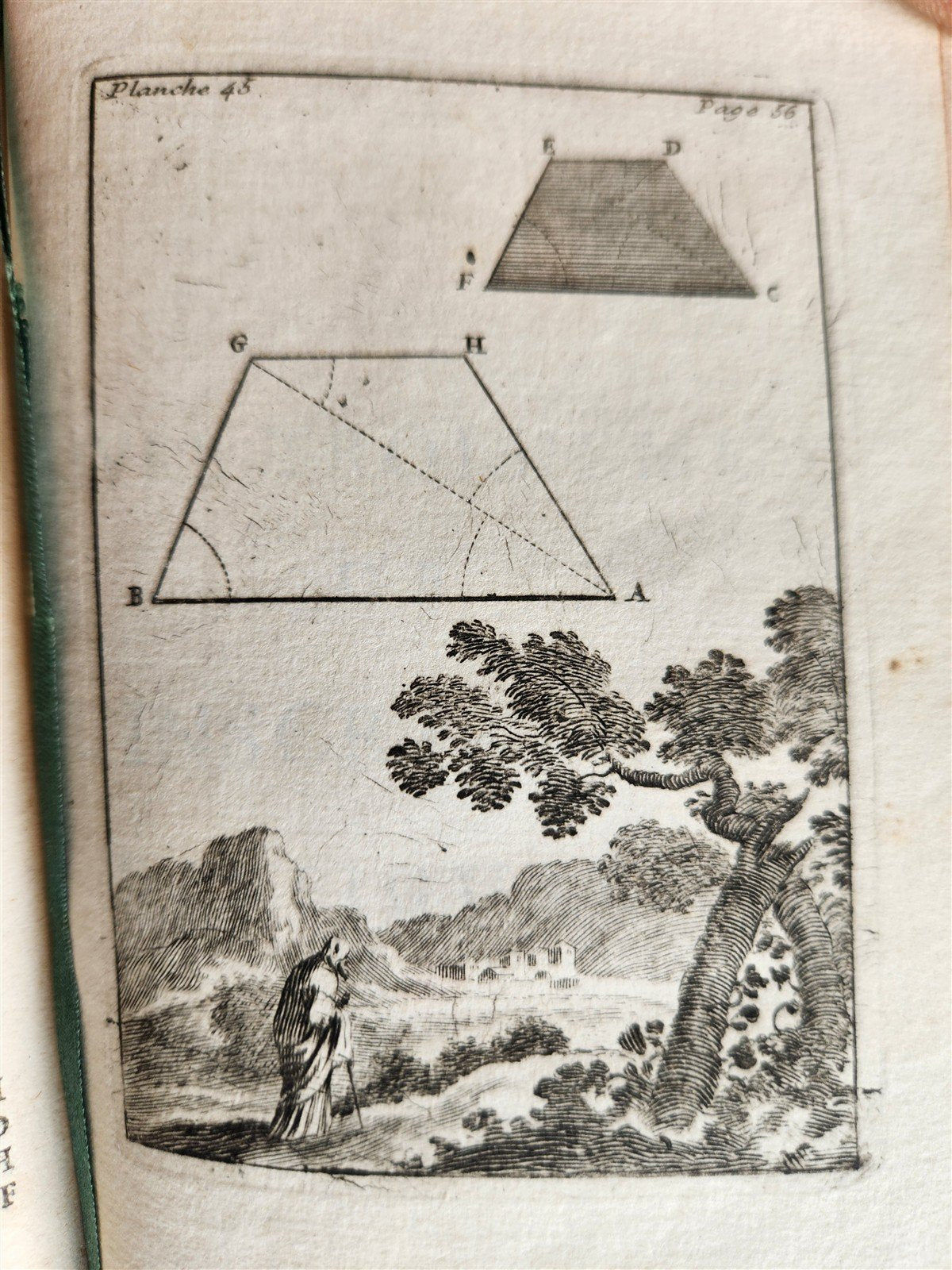 1716 GEOMETRY by LE CLERC antique ILLUSTRATED w/ 45 ENGRAVINGS