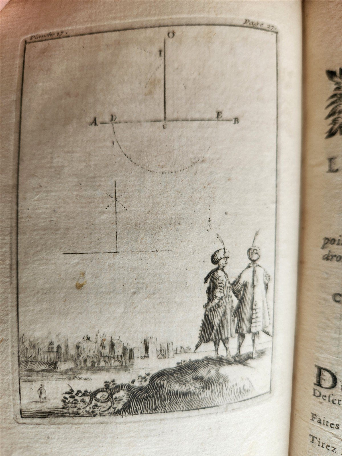 1716 GEOMETRY by LE CLERC antique ILLUSTRATED w/ 45 ENGRAVINGS